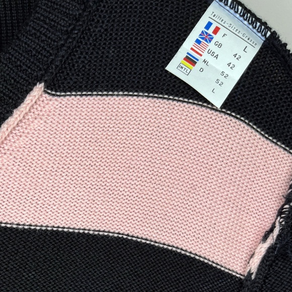 Wool-Acrylic Navy & Pink Sweater - Picture 13 of 15